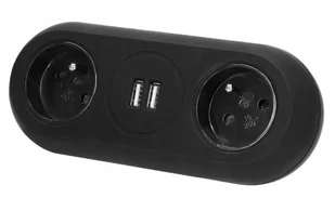 Orno Polska sp. z o.o. Gniazdo meblowe z uchwytem montażowym, ładowarką USB OR-AE-13197/B - Gniazdka elektryczne - miniaturka - grafika 1