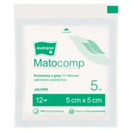 Apteczki i materiały opatrunkowe - Matocomp Kompresy jałowe z gazy 17 nitkowe 12 warstwowe 5 x 5 cm, 5 sztuk - miniaturka - grafika 1