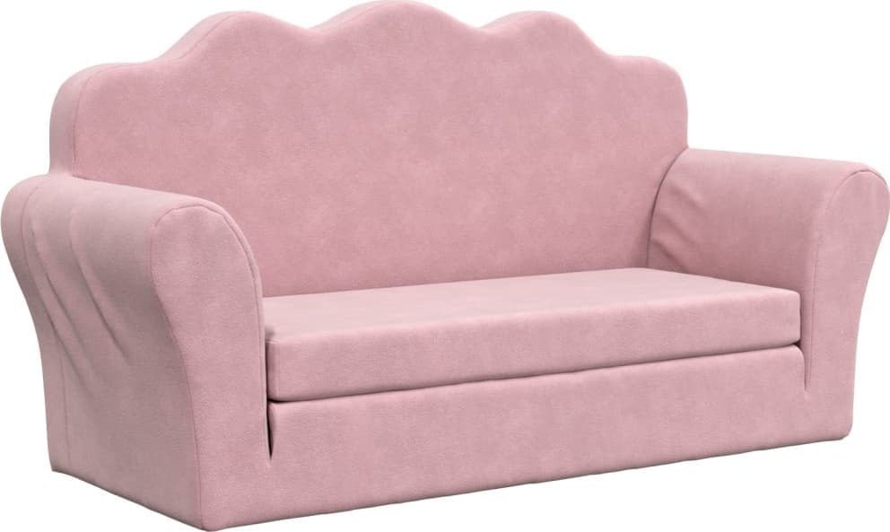 2-os. sofa dla dzieci, rozkładana, różowa, miękki plusz