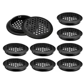 Kratki wentylacyjne - Kratka wentylacyjna okrągła, otwory wentylacyjne ze stali nierdzewnej, rozstaw montażowy 53 mm, czarna, 10 szt. (wypukła) - miniaturka - grafika 1