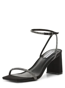 Steve Madden Damskie sandały na obcasie Kobiety Sztuczna skóra czarny|srebrny jednolity, 37 - Sandały damskie - miniaturka - grafika 1
