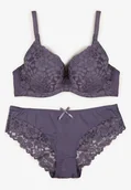 Komplety bielizny - Fioletowy Koronkowy Komplet Biustonosz i Majtki Figi w Klasycznym Stylu Ezirene - miniaturka - grafika 1