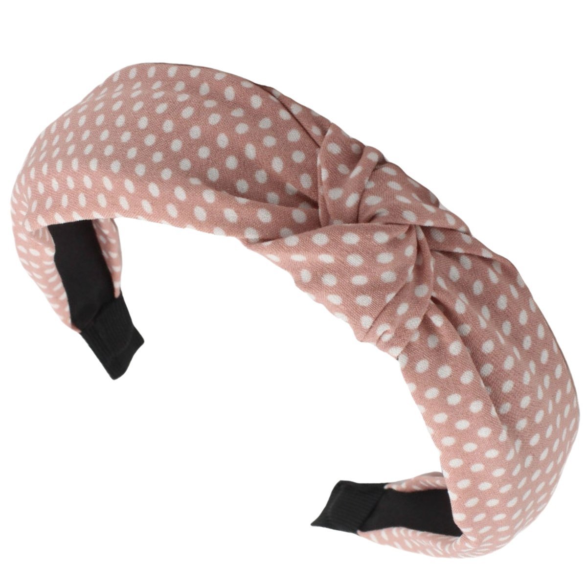 Opaska do Włosów Różowa Szeroka z Białymi Kropkami z Supłem Lekka i Wygodna