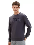 Bluzy męskie - Podstawowa męska bluza TOM TAILOR z okrągłym dekoltem i nadrukiem z logo, 10899-Szary asfalt, XXL - miniaturka - grafika 1