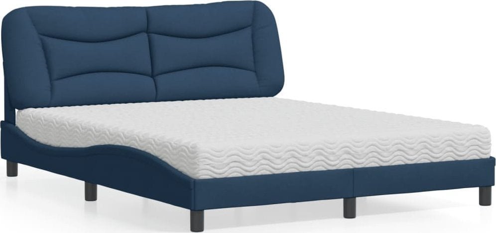 VidaXL Łóżko z materacem, niebieskie, 160x200 cm, tkanina