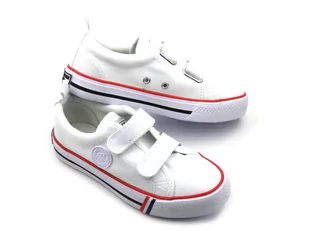 Dziecięce trampki zapinane na rzepy - AMERICAN CLUB LH 63/22, białe - Buty dla dziewczynek - miniaturka - grafika 1