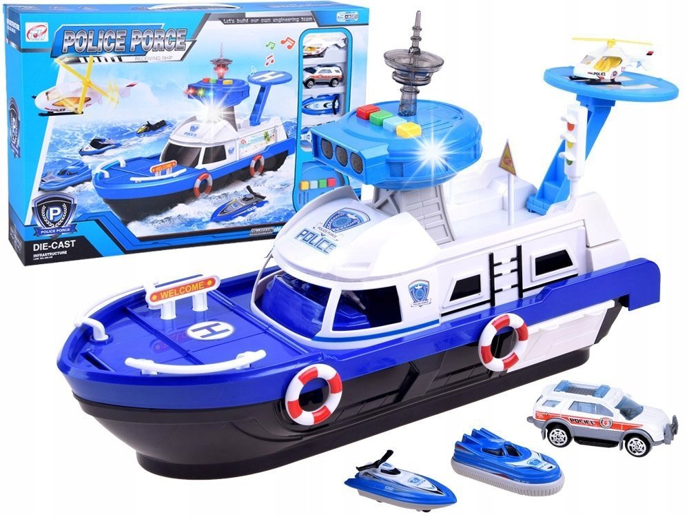 Zestaw Łódź Policja + helikopter pojazdy ZA3341