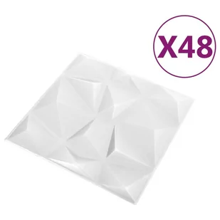 vidaXL Panele ścienne 3D, 48 szt., 50x50 cm, diamentowa biel, 12 m² 150912 - Panele ścienne i boazeria - miniaturka - grafika 3