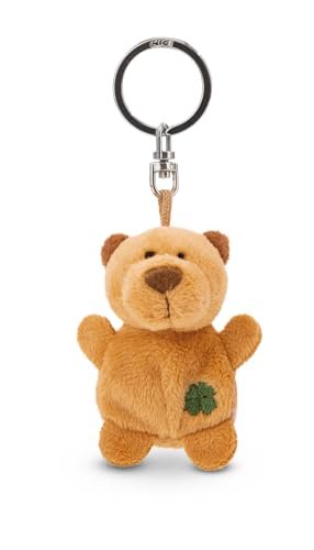 Breloczek miś beżowy z koniczyną 5cm - beżowy - Lojalny towarzysz dla wszystkich grup wiekowych z karabińczykiem, idealny do plecaka, torby, smyczy lub kluczy 62067