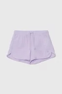 Spodnie i spodenki dla dziewczynek - United Colors of Benetton szorty bawełniane dziecięce kolor fioletowy gładkie regulowana talia - miniaturka - grafika 1