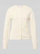 Swetry damskie - Kardigan dzianinowy z aplikacjami kwiatowymi - miniaturka - grafika 1