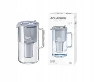 Dzbanki filtrujące - Dzbanek filtrujący szklany Aquaphor Nord 2,5l z wkładem A5 (350l), szary - miniaturka - grafika 1