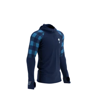 COMPRESSPORT Termiczna bluza biegowa 3D Thermo Hoodie UTMB 2021 niebieska - Bluzy sportowe męskie - miniaturka - grafika 5