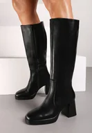 Kozaki damskie - Czarne Ocieplane Kozaki na Obcasie Ansirena - miniaturka - grafika 1