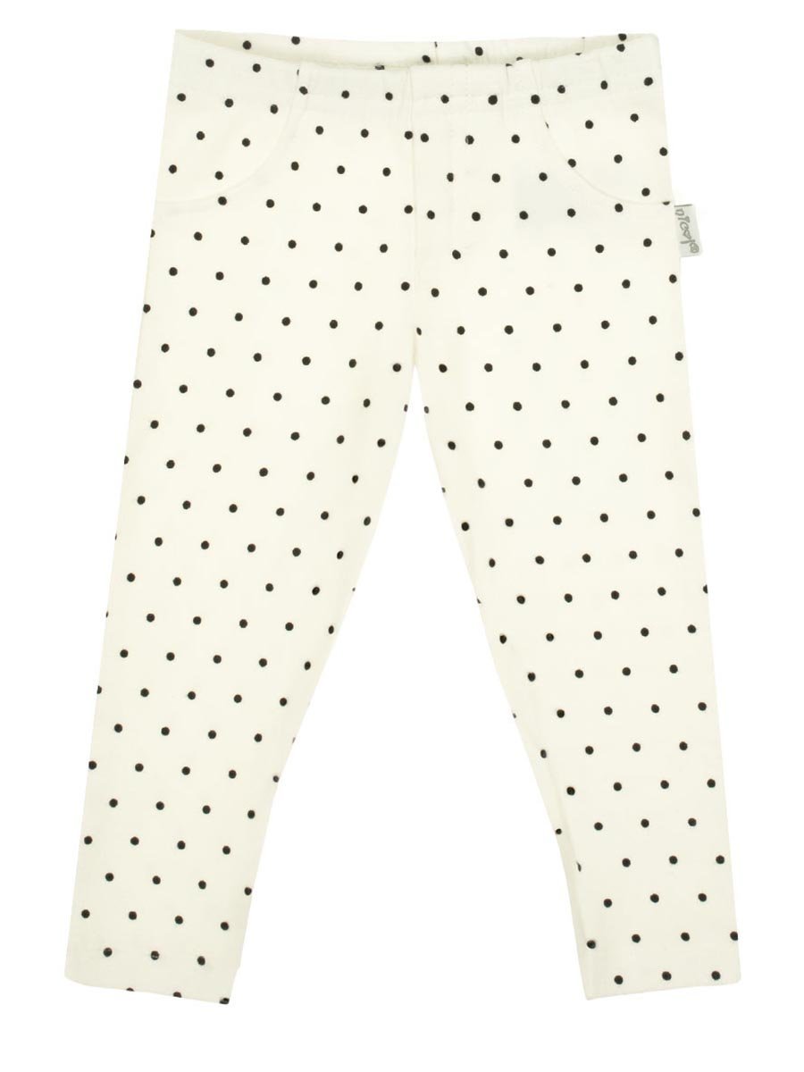 Dziewczęce legginsy w czarne kropki kremowe Nicol,r.134