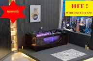 Wanny z hydromasażem - Czarna Wanna z hydromasażem BC-602 prostokątna 180cmx90cmx66cm DYSZE OBROTOWE, MASAŻ KARKU, WODOSPADY, PILOT - miniaturka - grafika 1