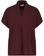 Koszulki i topy damskie - Gerry Weber Damska koszulka z kołnierzem szalowym, krótki rękaw, przecięcie na ramionach, t-shirt z rękawami 1/2, jednokolorowa, sepia, 38 - miniaturka - grafika 1