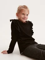 Bluzki dla dziewczynek - Reserved - Bluzka z falbanami - czarny - miniaturka - grafika 1