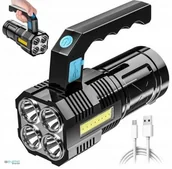 Latarki - Latarka Szperacz Genetic System (zasięg do 600m.!!) - 4x LED CREE T6 + Światło PANEL COB + SOS. - miniaturka - grafika 1