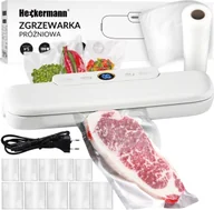 Zgrzewarki do folii i pakowarki próżniowe - Heckermann Zgrzewarka próżniowa do pakowania żywności Heckermann JL-VS8808 + folia 20x600 cm - Biały - miniaturka - grafika 1