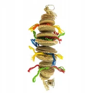 Akcesoria dla ptaków - DUVO+ ZABAWKA DLA PTAKÓW KOLOROWE KRĄŻKI KARTON+KOKOS 23x7x7cm - miniaturka - grafika 1