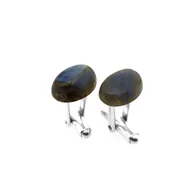 Spinki do mankietów i krawatów - Spinki do mankietów Labradoryt owalny (S827) Srebro [925] - miniaturka - grafika 1