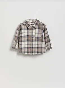 Reserved - Bawełniana koszula w kratę - brązowy - Bluzki dla niemowląt - miniaturka - grafika 1