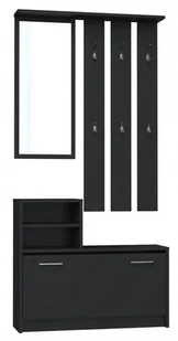 Garderoba Szafka Na Buty Lustro Wieszaki Zestaw Do Przedpokoju Czarny Mat - Szafki łazienkowe - miniaturka - grafika 1