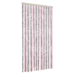 vidaXL Szenilowa zasłona muchowa srebrno-szaro-różowa 100x230 cm - Zasłony - miniaturka - grafika 1