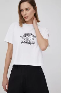 Koszulki i topy damskie - Napapijri t-shirt bawełniany X Fiorucci kolor biały - grafika 1
