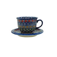 Filiżanki - Ceramiczna filiżanka i spodek Ceramika Bolesławiec - miniaturka - grafika 1
