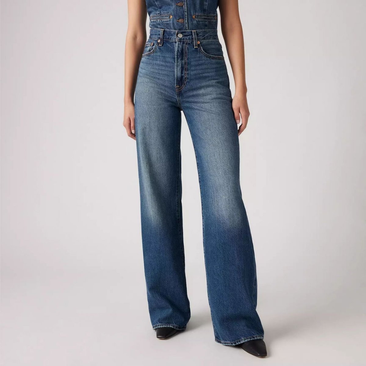 jeansy damskie levis a6081 0012 - ribcage wide leg polar perimiter