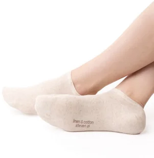 Stopki Lniane 174 35-37 Jasny Beż - Skarpetki damskie - miniaturka - grafika 1