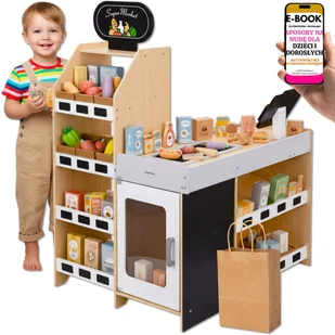 WIELKI Sklepik Drewniany Dla Dzieci Stragan z Kasą i Towarem PREZENT NA ŚWIĘTA DLA 4 5 6 7 8 Latki + EBOOK-3 - Zabawy w naśladowanie dorosłych WIELKI Sklepik Drewniany Dla Dzieci Stragan z Kasą i Towarem PREZENT NA ŚWIĘTA DLA 4 5 6 7 8 Latki + EBOOK-3 - Zabawy w naśladowanie dorosłych - miniaturka - grafika 1