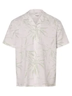 Koszule męskie - Selected Koszula męska z zawartością lnu - SLHRelaxnew lines Mężczyźni Regular Fit Bawełna biały|zielony nadruk, XL - miniaturka - grafika 1