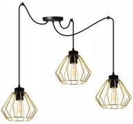 Lampy sufitowe - Lampa Wisząca Potrójna Sufitowa Żyrandol Pająk Złota Plafon Druciak - miniaturka - grafika 1