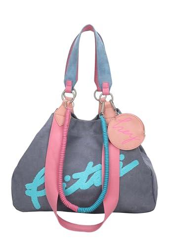 Fritzi aus Preussen Damska torba na zakupy Izzy Medium Flocked Canvas Blue Shell, niebieski