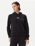 Bluzy damskie - Calvin Klein Jeans Bluza Monologo J20J225358 Czarny Regular Fit - miniaturka - grafika 1