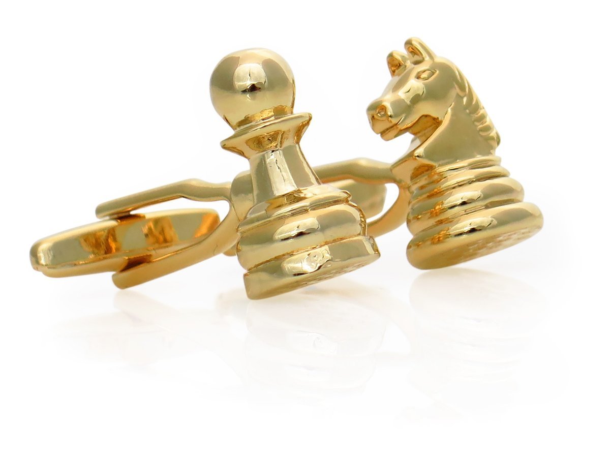 Złote spinki do mankietów - szachy A304