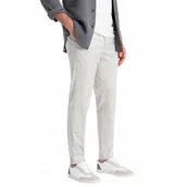 Spodnie męskie - Spodnie męskie o klasycznym kroju w kratę beżowe V1 OM-PACP-0187 XL - miniaturka - grafika 1