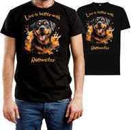 Koszulki męskie - T-SHIRT MĘSKI Z NADRUKIEM ROTTWEILER PSY PREZENT KOSZULKA CZARNA R-3XL A146 - miniaturka - grafika 1