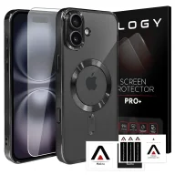Etui i futerały do telefonów - Etui MagSafe Case do Apple iPhone 16 Plus Alogy Glamour Luxury Ring obudowa czarno-przezroczyste + szkło hartowane - miniaturka - grafika 1