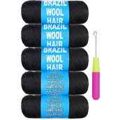 Pozostałe akcesoria fryzjerskie - TEMU 4/5/8 pasm naturalnej czarnej brazylijskiej wełny akrylowej do afrykańskich warkoczyków, senegalskich skrętów, sztucznych warkoczy, spiralnych - miniaturka - grafika 1