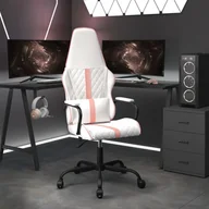 Fotele gamingowe - vidaXL Fotel gamingowy, biało-różowy, sztuczna skóra - miniaturka - grafika 1