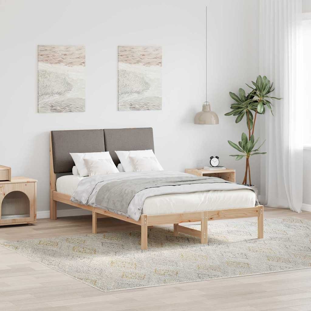 vidaXL Rama łóżka Brązowy i taupe 120 x 200 cm Lite drewno sosnowe