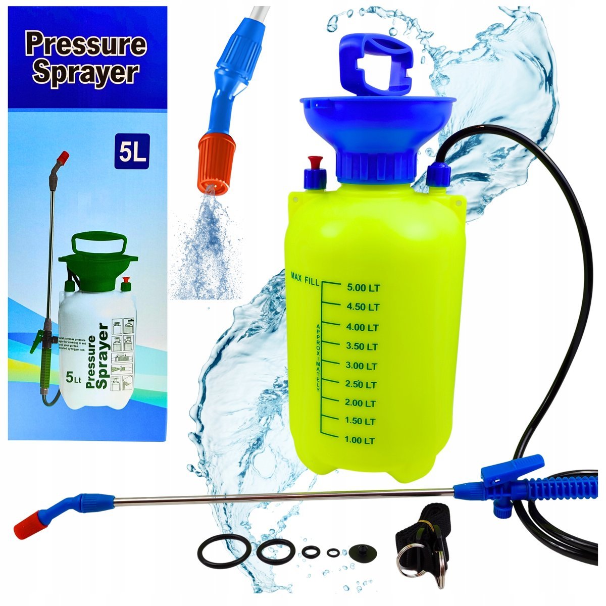 Opryskiwacz Ciśnieniowy Ogrodowy 5L Spryskiwacz Ręczny Lanca Zapas Oringów