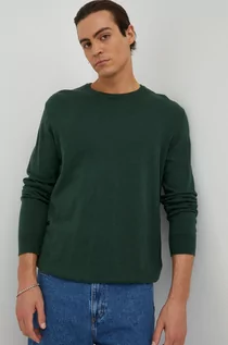 Swetry męskie - Wrangler sweter z domieszką wełny męski kolor zielony lekki - grafika 1