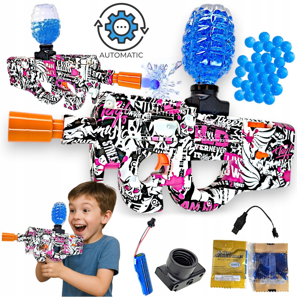 P90 Karabin Graffiti Automatyczny na Kulki Żelowe Wodne Orbeez Pistolet