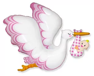 Balon foliowy FX - Bocian Baby Girl, 24" - Baby shower i roczek - miniaturka - grafika 1