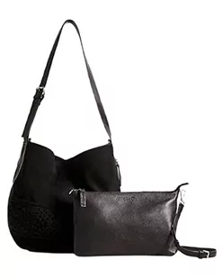 Desigual Womens BOLS_CROCHET LEATHER BAXT Shoulder Bag, Black, One Size - Torebki damskie - miniaturka - grafika 1